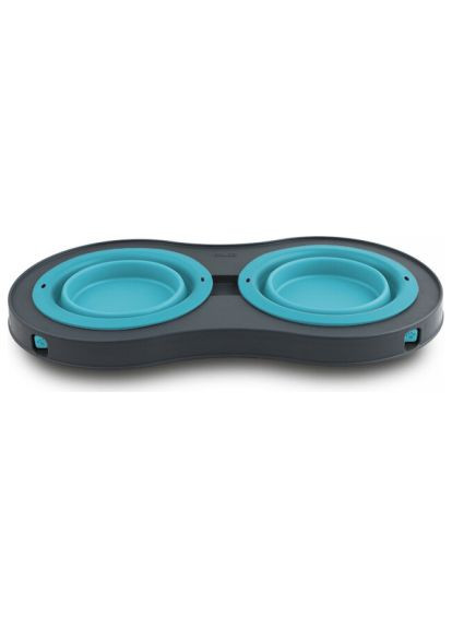 Посуда для собак Миска двойная на сложной подставке-большая 600 мл голубая (0084297306892) Dexas Миска подвійна на складній підставці-велика 600 мл (366691425)