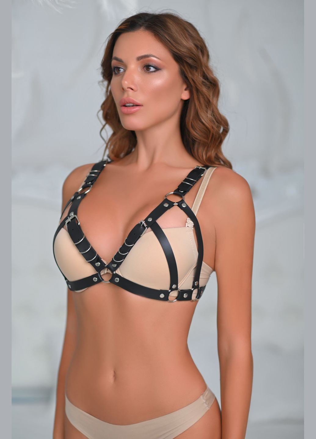 Натуральна шкіра портупея на груди з кільцями Needle 283 No Brand (296666434)