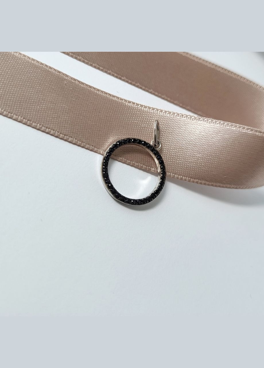 Серебряная подвеска кулон Круг с Чёрными камнями серебро 925 пробы покрыто родием к2фо/1187 0.80г No Brand (306743316)