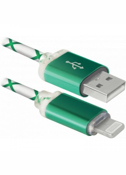 Дата кабель USB 2.0 AM to Lightning 1.0m ACH0303LT GreenLED backlight (87553) Defender usb 2.0 am to lightning 1.0m ach03-03lt greenled b (268139633)