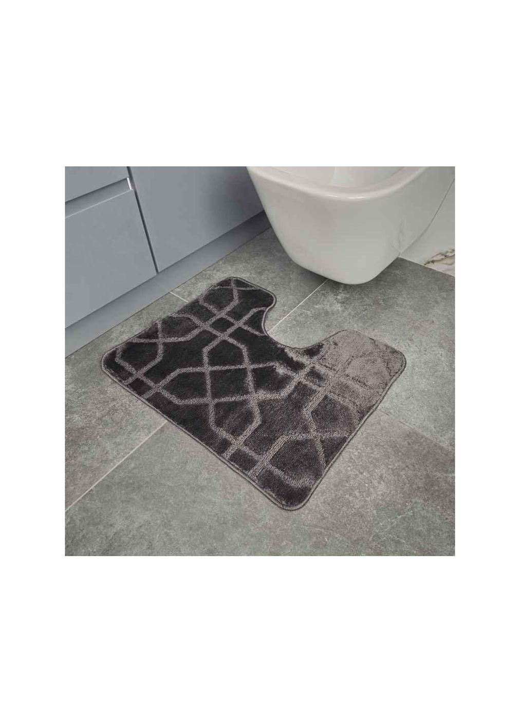 Килимок для ванної кімнати 60*50см сірий поліпропіленовий Standard u-cut геометрія ТМ Dariana (328959215)