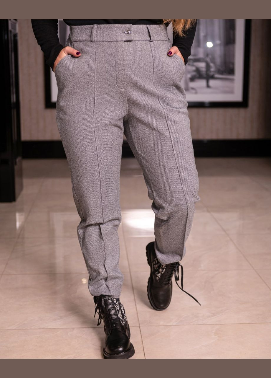 Жіночі штани вовна високої посадки бежеві New Trend (304988937)