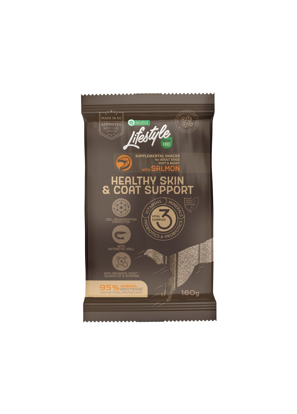 Беззернові ласощі з лососем для молодих собак всіх порід, 160г Nature's Protection (333935592)