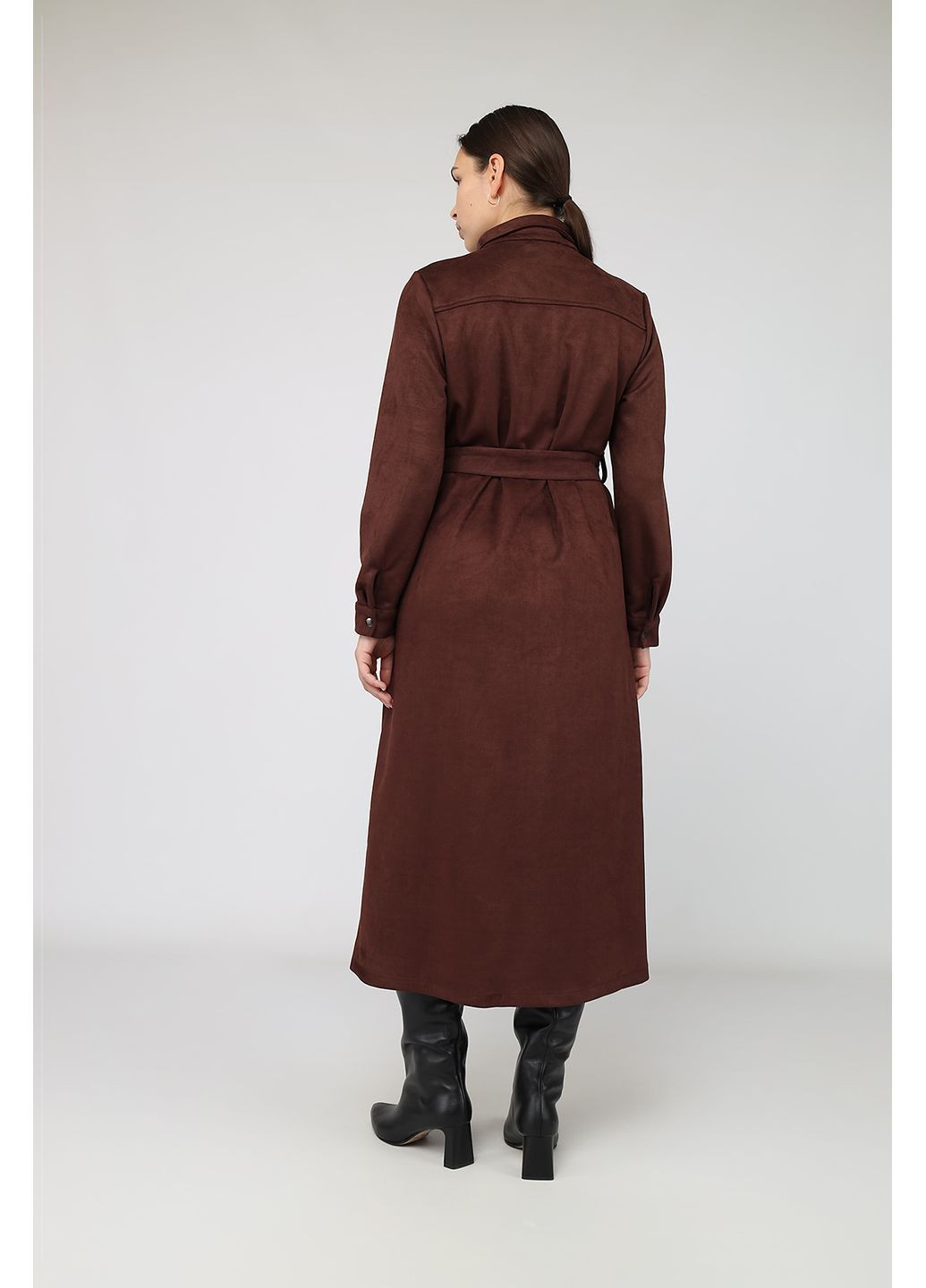 Темно-коричнева сукня жіноча колір темно-коричневий цб-00285480 Yuki