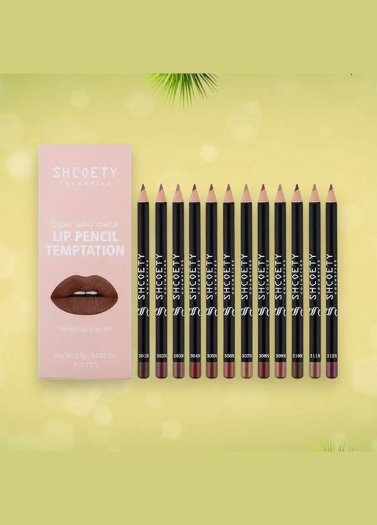 Набір із 12 олівців для губ від SHOETSY Cosmetics - матові стійкі відтінки для всіх типів шкіри No Brand (311226107)