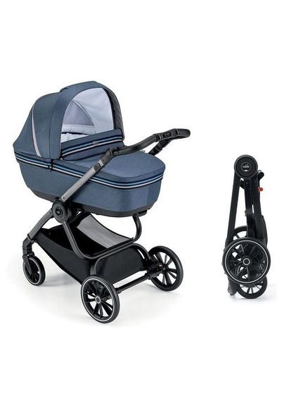 Универсальная коляска 2 в 1 Techno Milano, рама черный карбон, синий с полоской () CAM 805T/V98/978/552K (335974058)