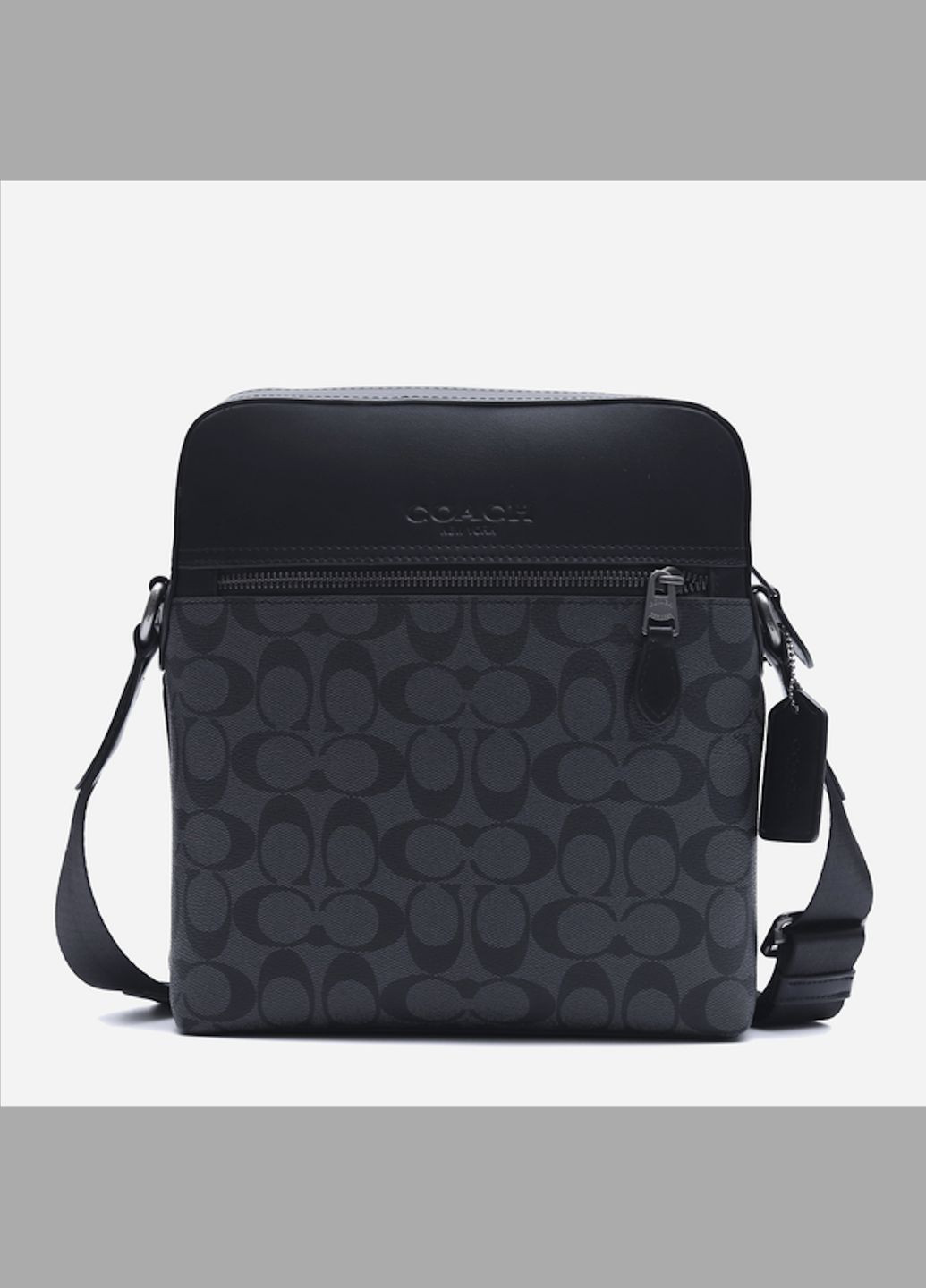 Сумка кросс-боди через плечо мужская из натуральной кожи Houston Flight Bag In Signature Canvas BG-COA-6 Черный Coach (326487705)