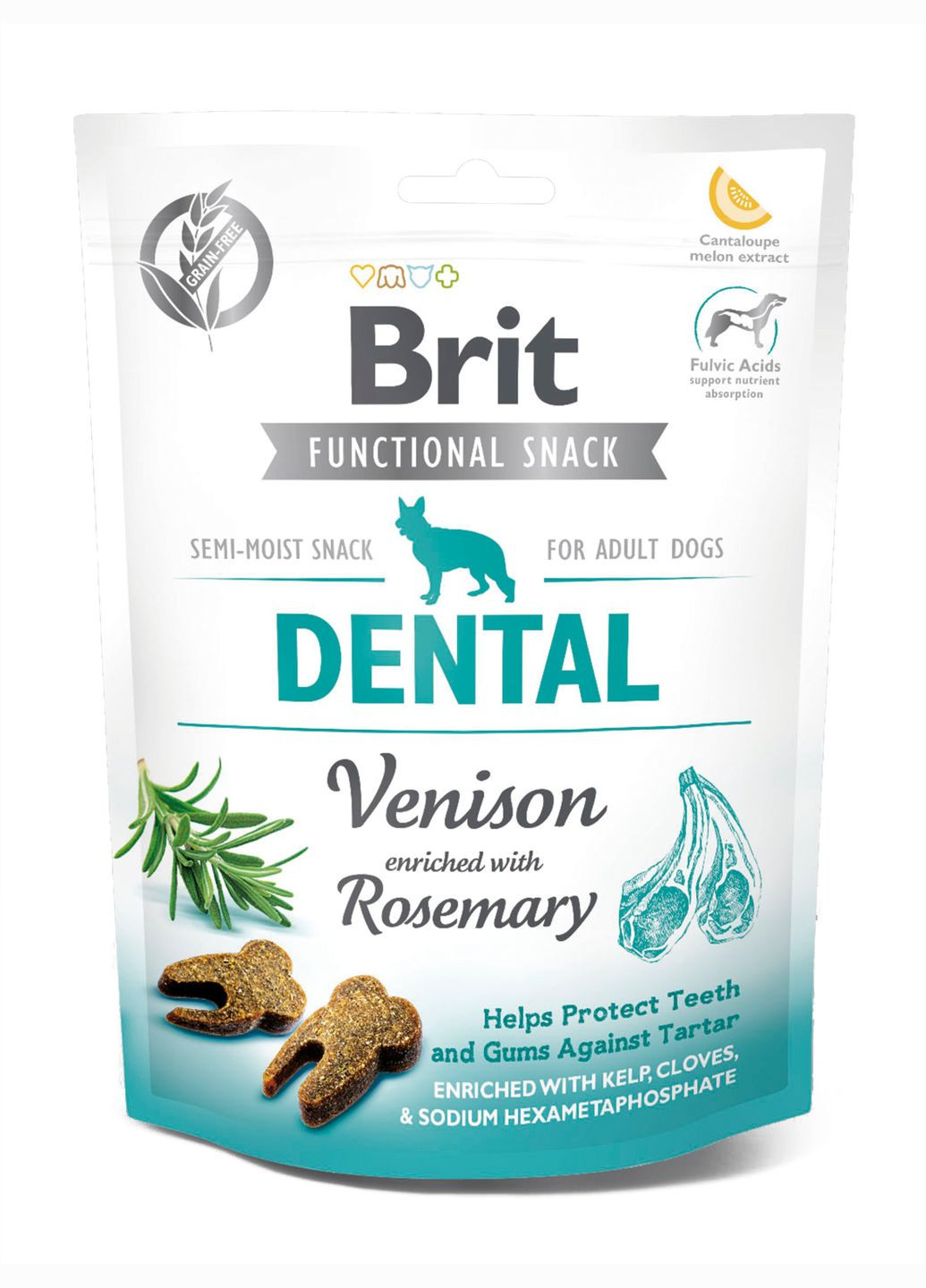 Лакомство для собак Dental оленя с розмарином 150 г (8595602539949) Brit Care (279571897)