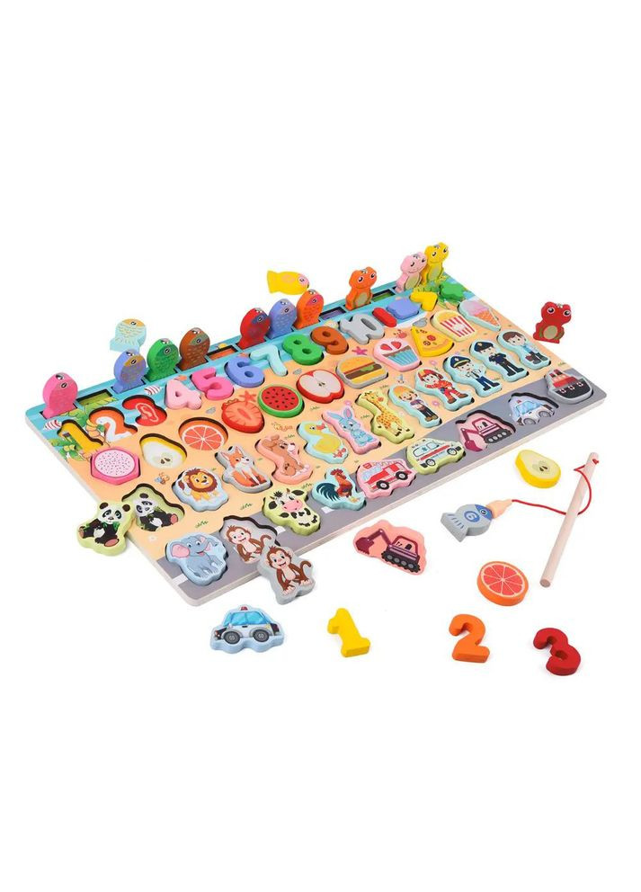 Дерев'яна іграшка ігрове поле Kidsвілль рибалка-сортер професії, транспорт, солодощі (MD2903) Limo Toy (365590249)