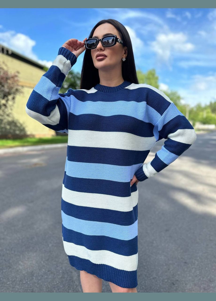 Синее женское вязаное шерстяное платье джулия синее You Best