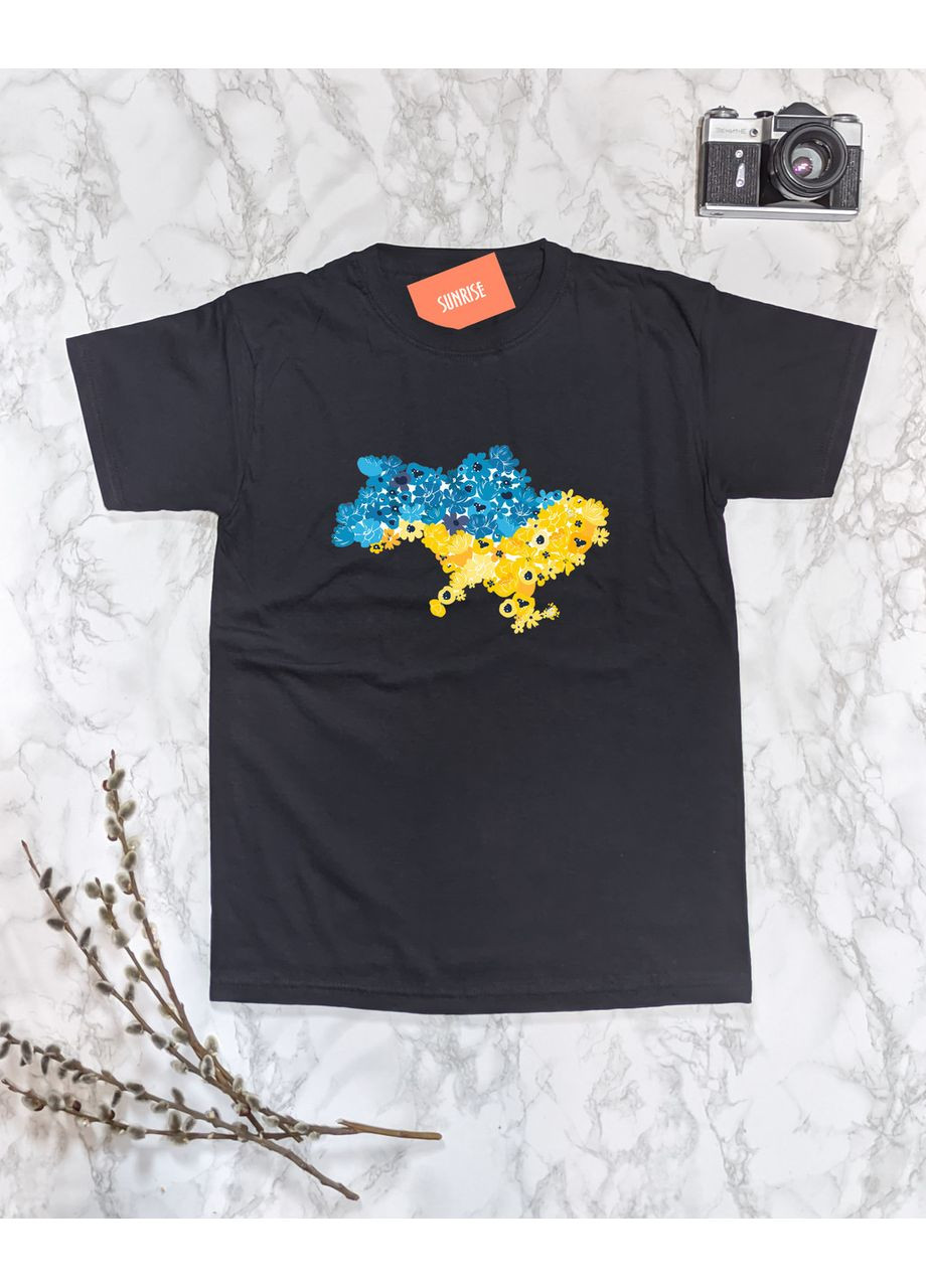 Черная футболка мужская "карта украины" 3xl No Brand Футболка