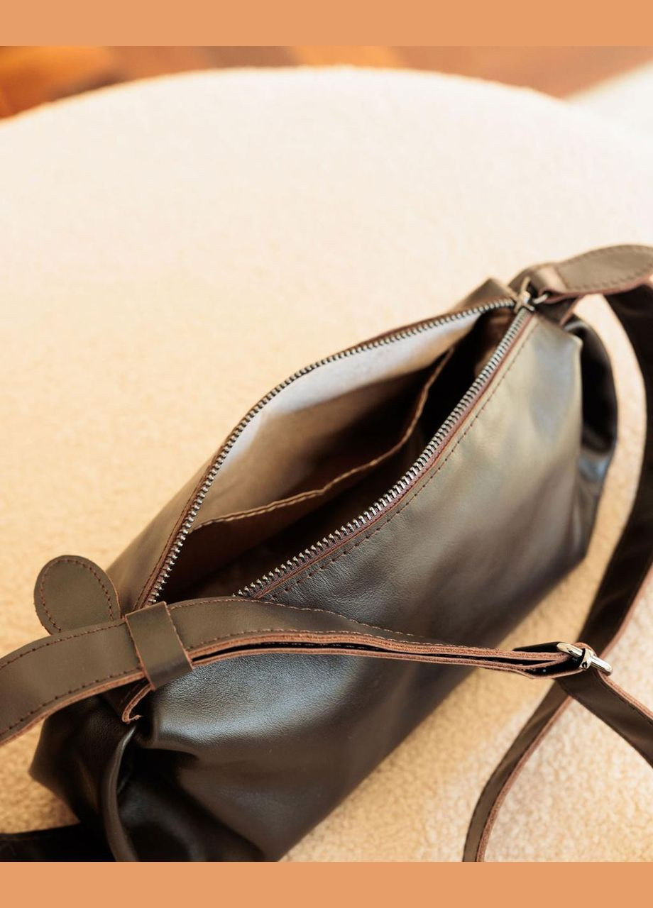 Женская сумка наплечная из натуральной кожи шоколадного цвета Мэй WeLassie (315501324)