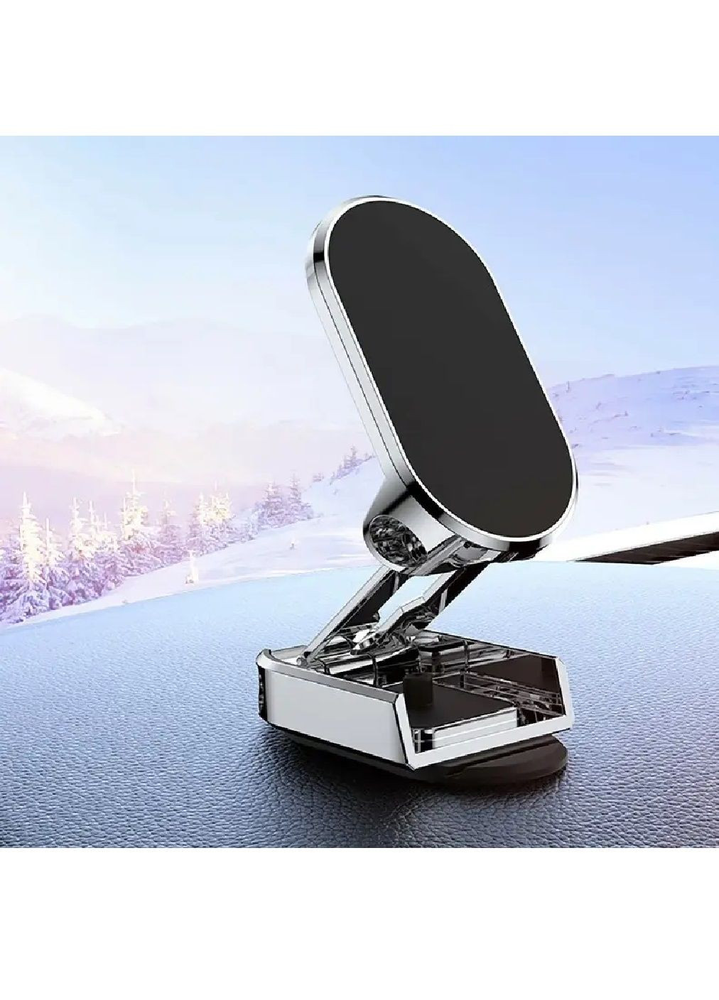 Складаний магнітний тримач для телефона на торпедо кермо спинку сидіння підголівник автомобіля (478989-Prob) Сріблястий Unbranded (315367828)