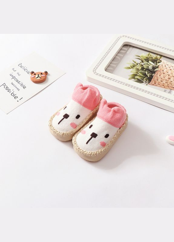 Светло-розовые пинетки детские с мордочкой (12см) (16419) Qoopixie