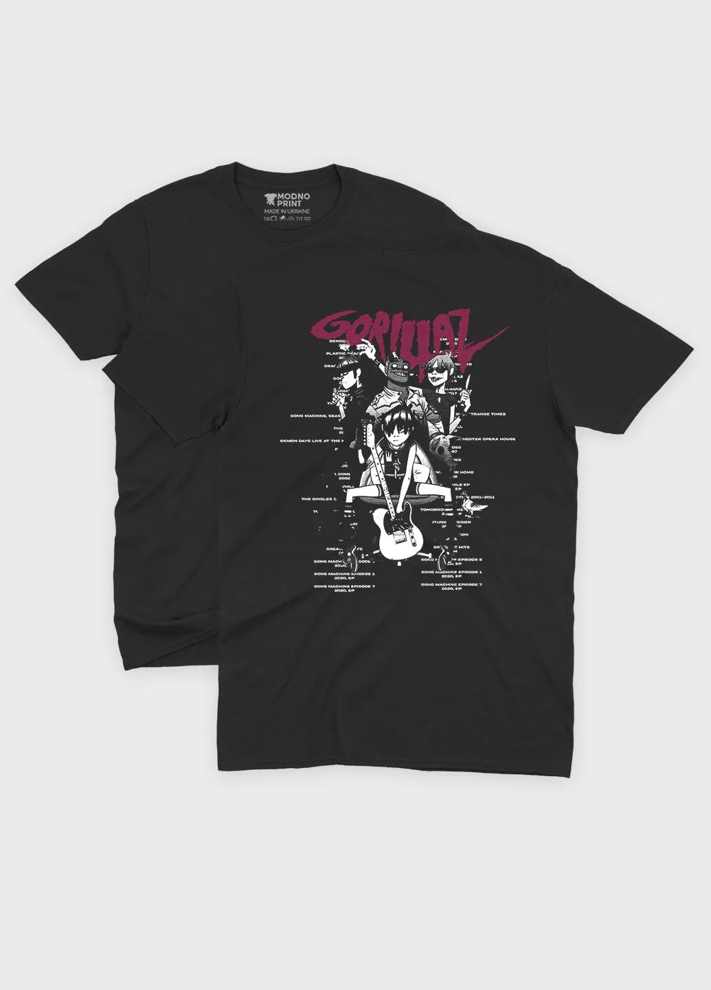 Чорна чоловіча футболка з рок принтом "gorillaz" (ts001-9-bl-004-2-509-m) Modno