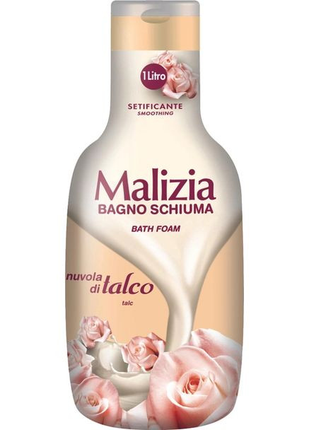Гель-пена для душа и ванны Релаксирующая Bagno Schiuma Bath Foam Setificante Nuvola Talco Мализия Разглаживание Тальк 1л Malizia (330619353)