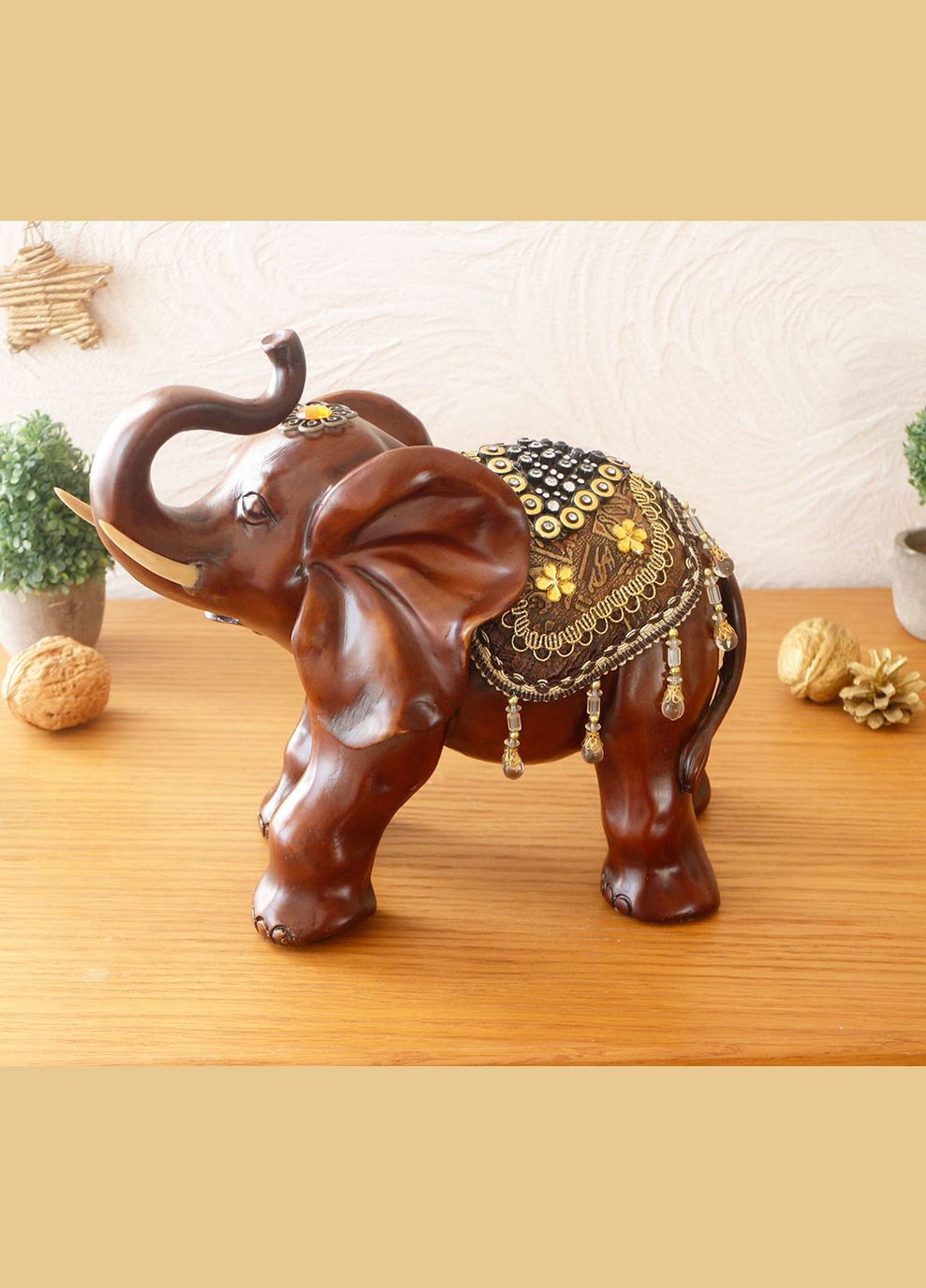 Фигура слона с украшениями, хобот вверх 25см (H26223D) Гранд Презент (282841223)