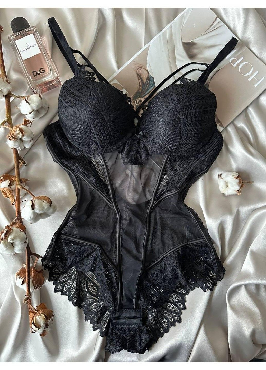 Ажурне чорне боді білизна Porlloma (302806671)