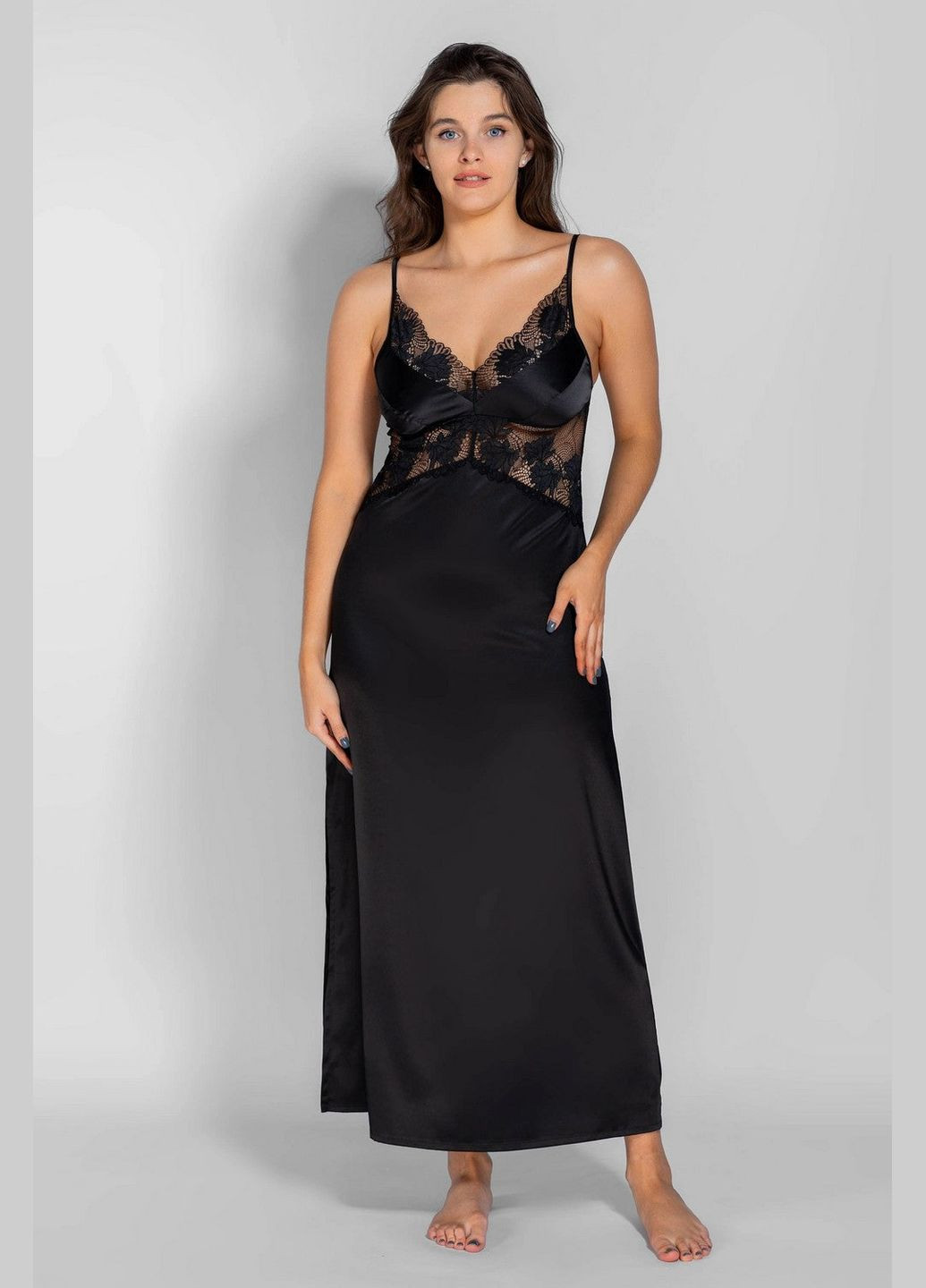 Нічна сорочка із сатину Anabel Arto 8183-6083 black (345081080)