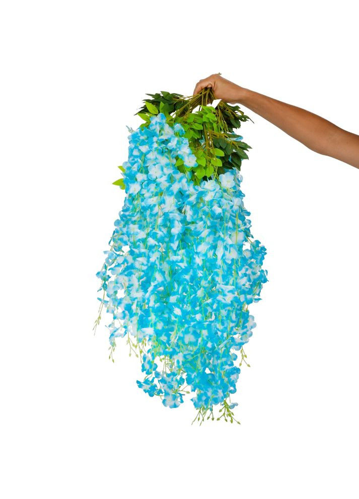Искусственная свисающая ветвь "Глициния", голубая, 110 см ELISEY (333986431)