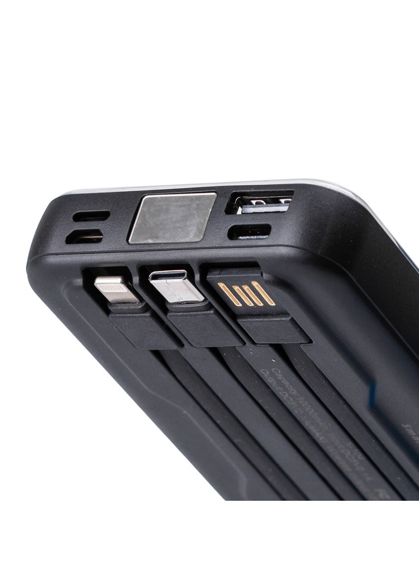 Повербанк 10000 mAh с беспроводной зарядкой USBС/USB-A/microUSB/Apple Lightning 3 шнура в комплекте No Brand (316474018)