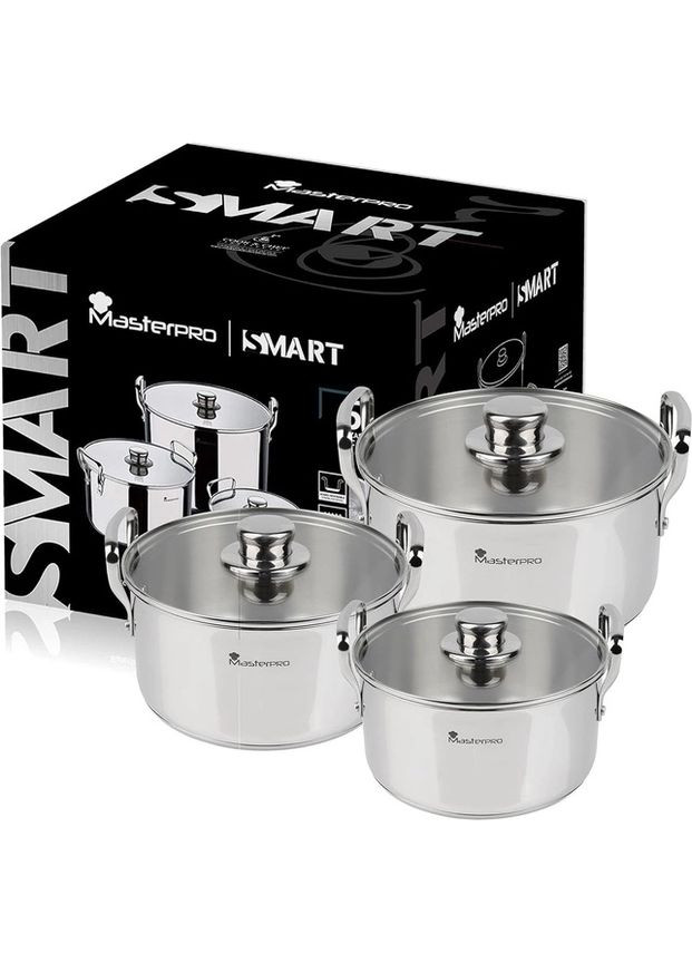 Набор кастрюль Smart BGMP-2145 6 предметов серебристый Masterpro (349221143)