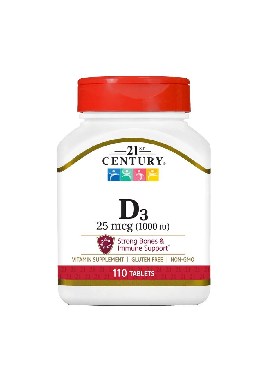 Вітамін Д3, Vitamin D3,, 1000 МО, 110 таблеток 21st Century (361117182)