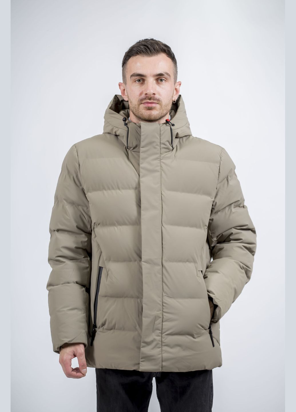 Оливкова зимня чоловічий зимовий пуховик з біопухом і капюшоном snow image (оливковий, ), 32004 No Brand