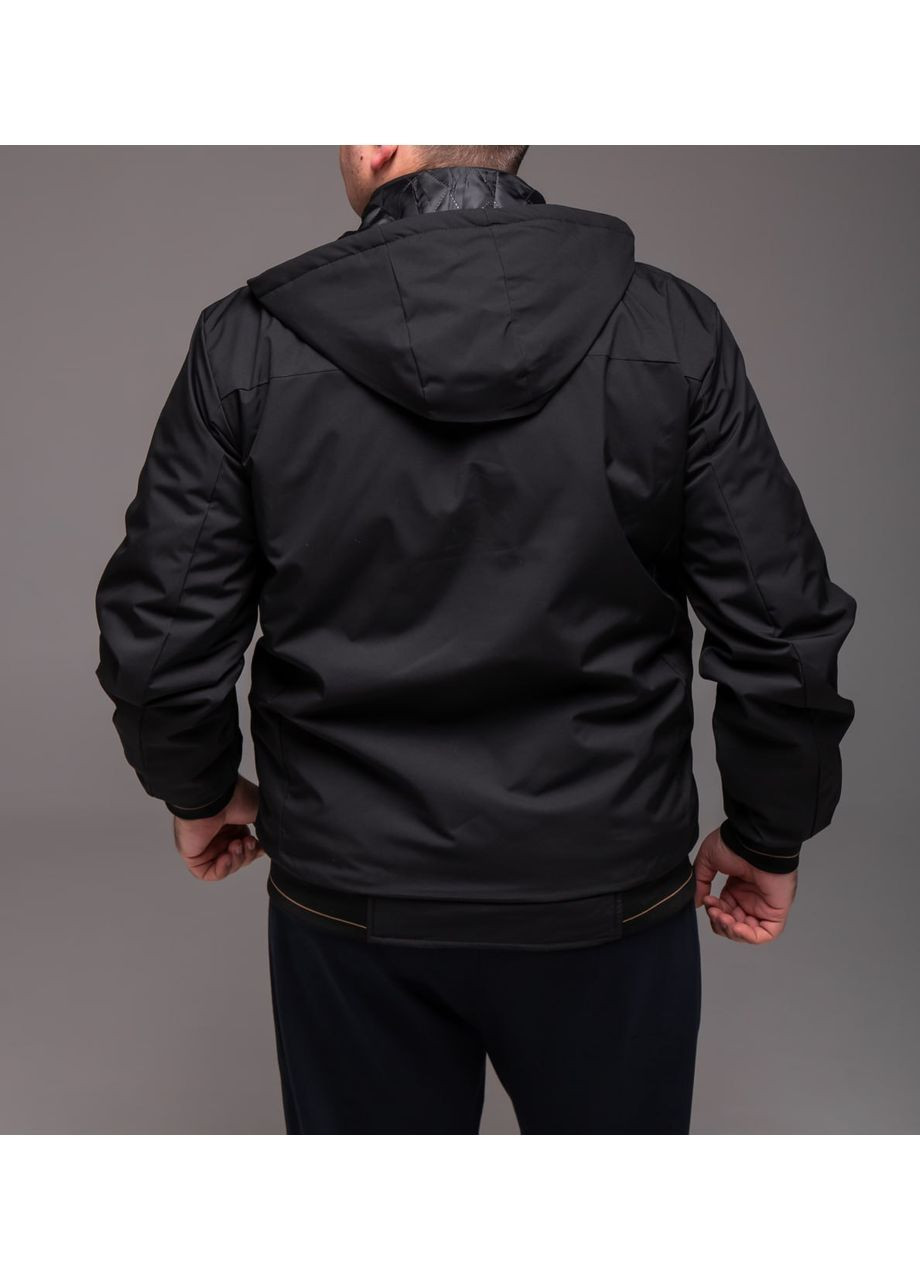 Черная мужская куртка черная ветровка батал утепленная, съемный капюшон No Brand