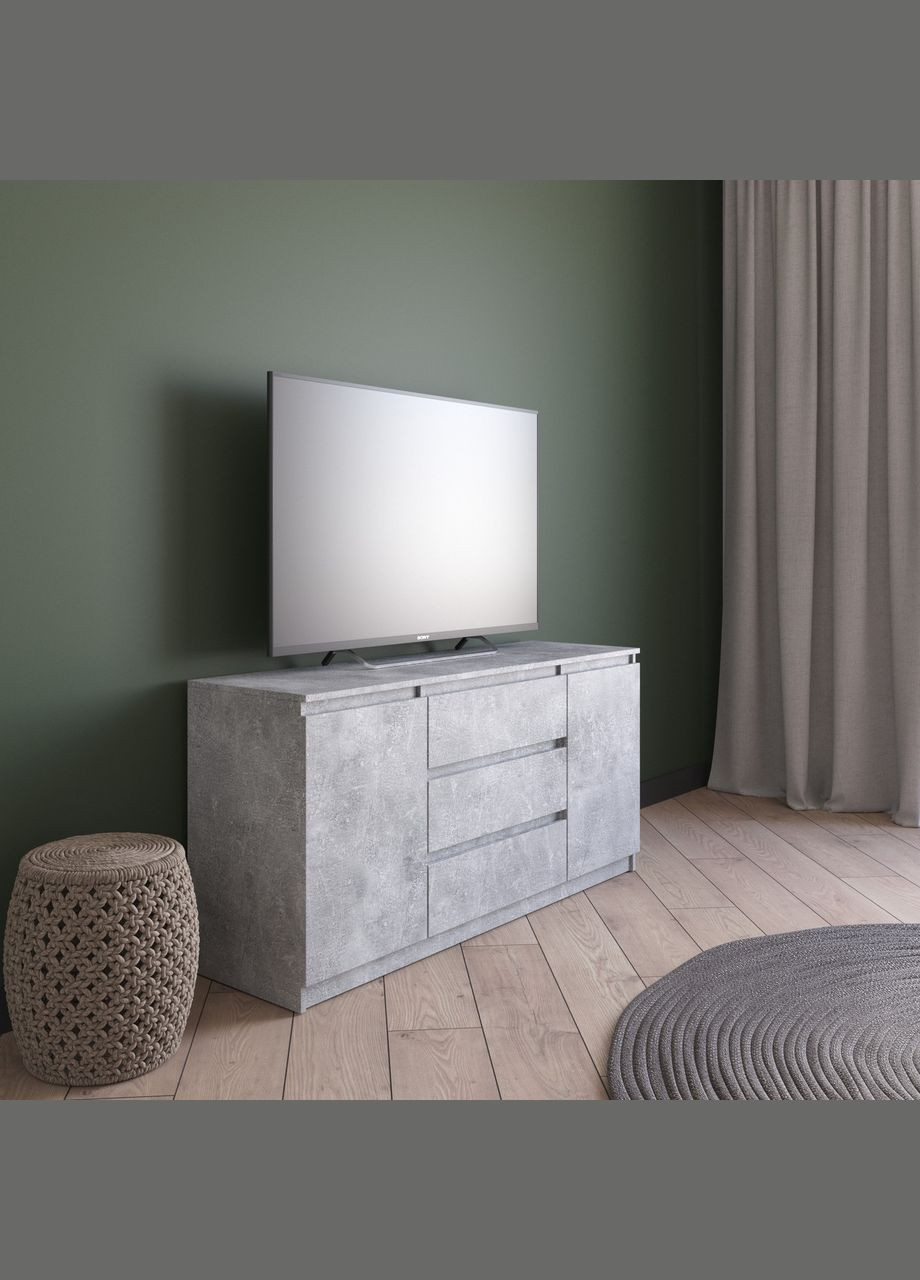 Комод тумба ТВ на 3 выдвижных ящика и две двери c фасадами без ручек R-15 VAYS (372655298)