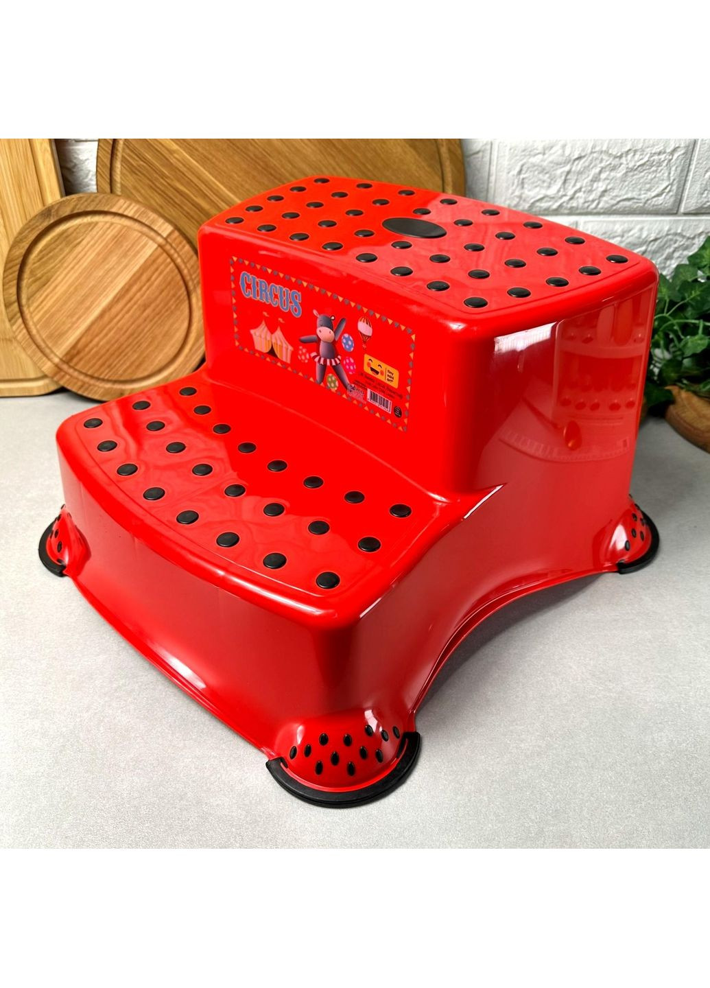 Червоний дитячий пластиковий стільчик-сходинки, CM 520 Irak (ДхШхВ 40х37х21 см) Irak Plastik (355795379)