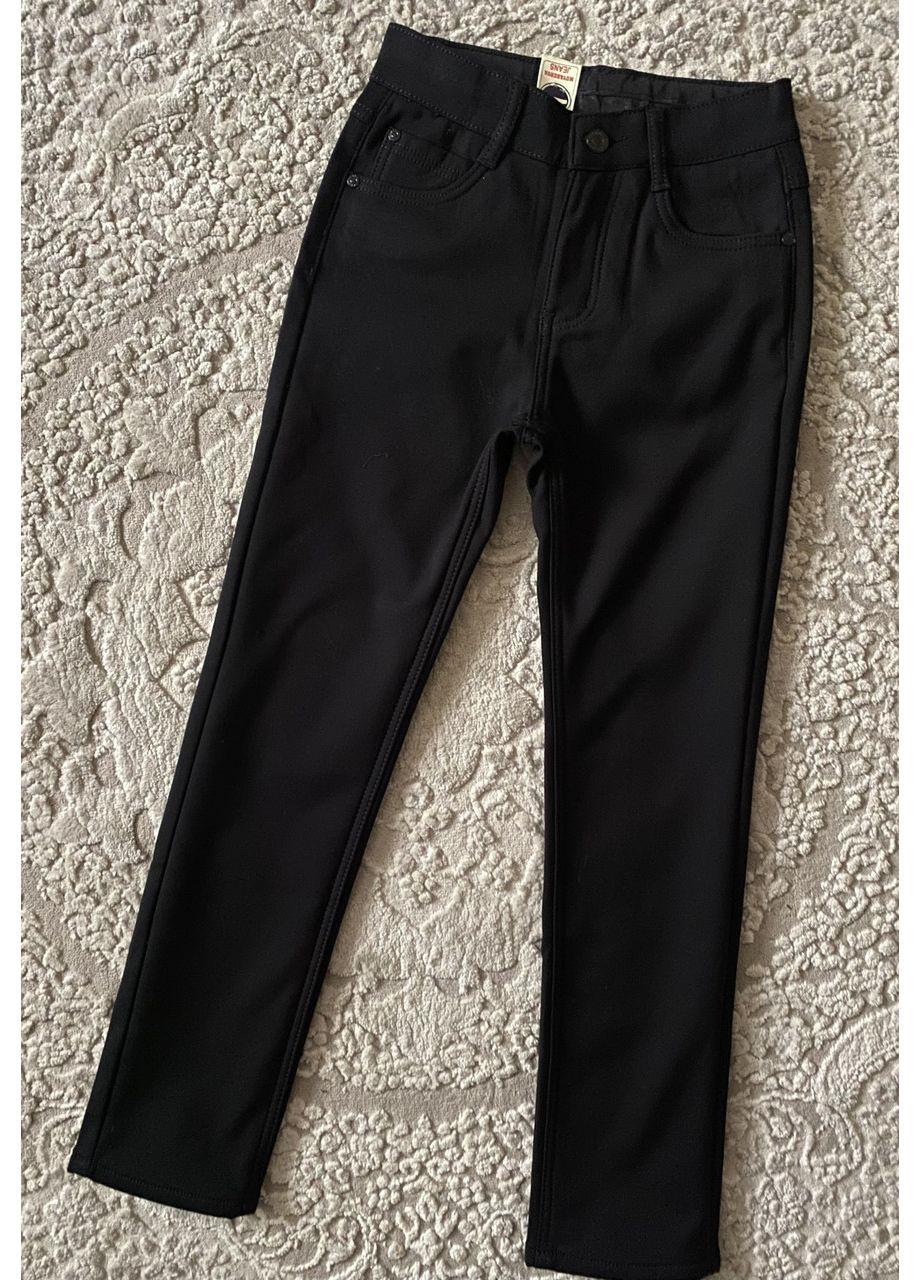 Теплі чорні класичні штани на хлопчика фліс 146-170 No Brand (369735324)