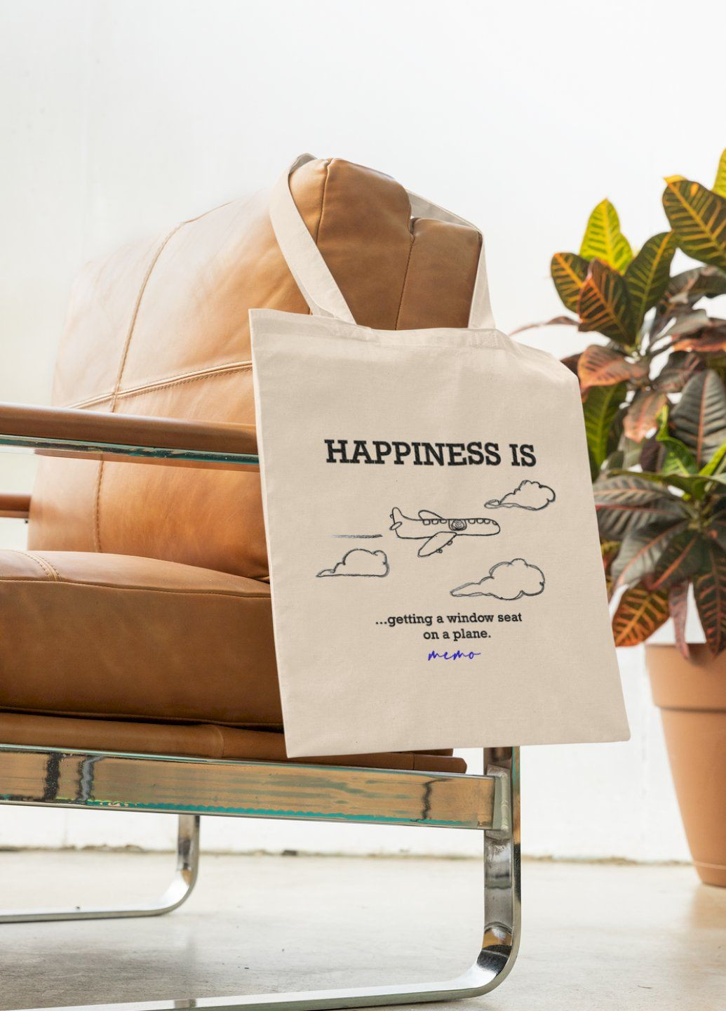 Эко-сумка шопер натуральный "Happiness is... " Memo (303772961)