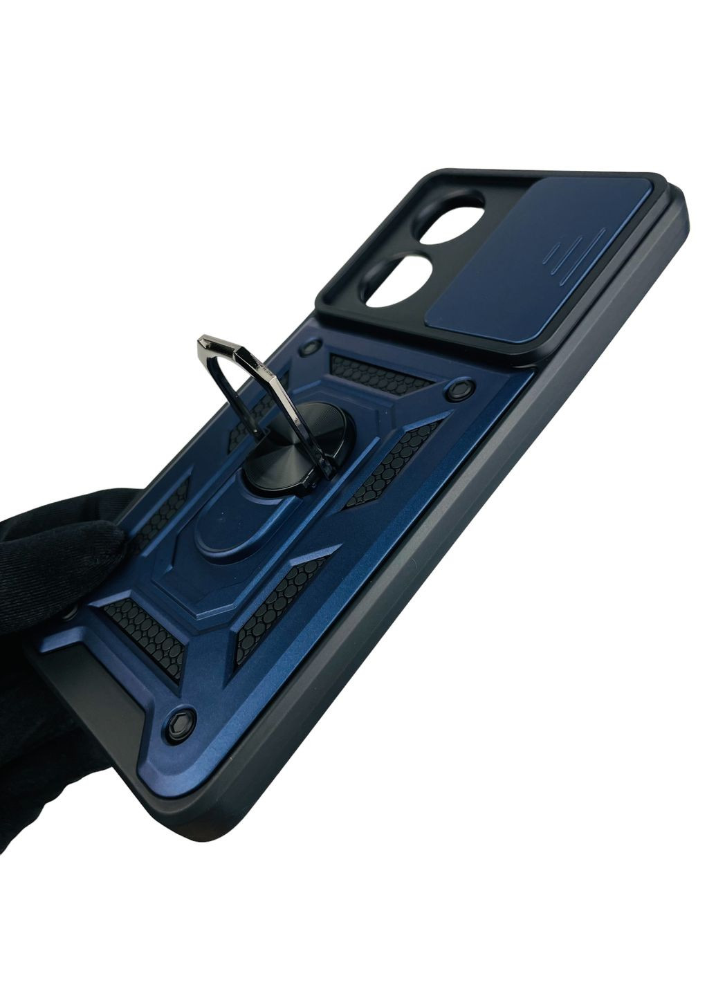 Чехол для A58 4G бронированный с кольцом со шторкой на камеру на оппо а58 4г тёмно-синий rg1 Oppo (366023171)