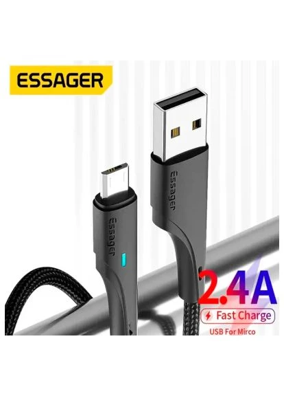 Дата-кабель (EXCM-LS01) Essager USB 2.0 AM to Micro 5P 1.0m 3A black (401638064)