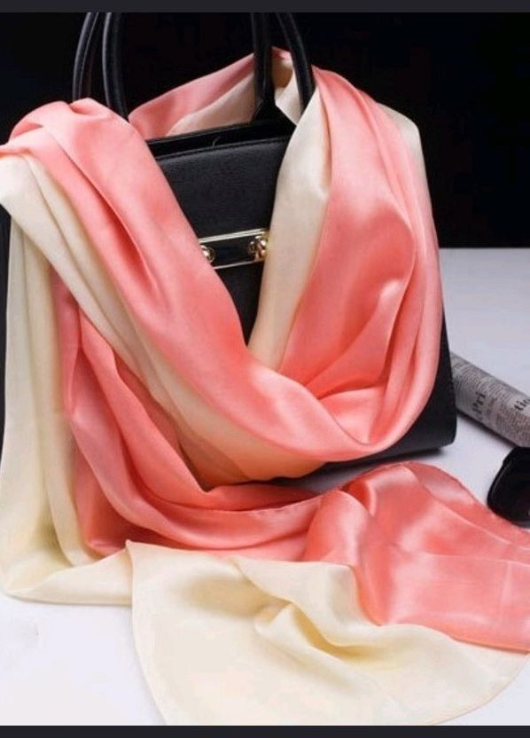 Шовковий шарф-палантин Градієнт рожево-кремовий No Brand (327419573)