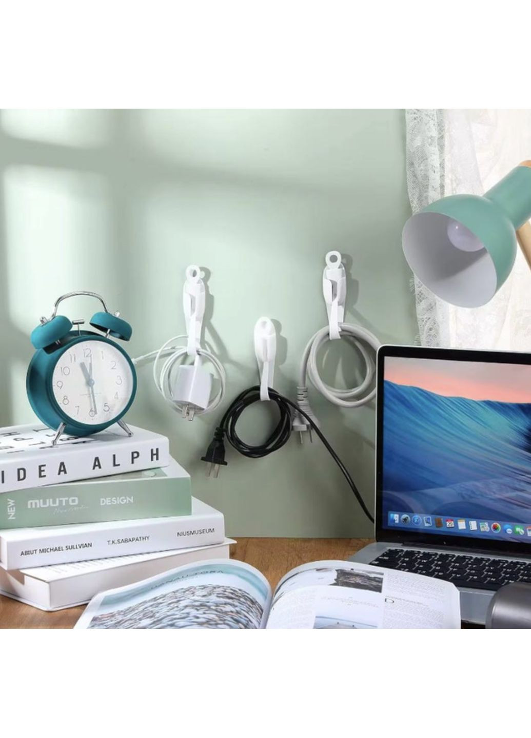 Органайзер-фіксатор для кабелю самоклеючі стяжки-хомути в авто кухню ванну кімнату стінку 10 шт Чорний Captain (356680653)