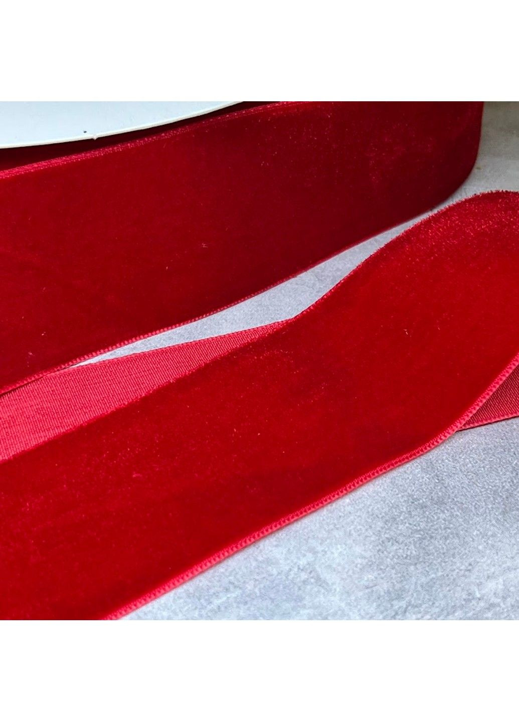 Велюр стрічка 4 см, колір червоний, метр No Brand (314506035)