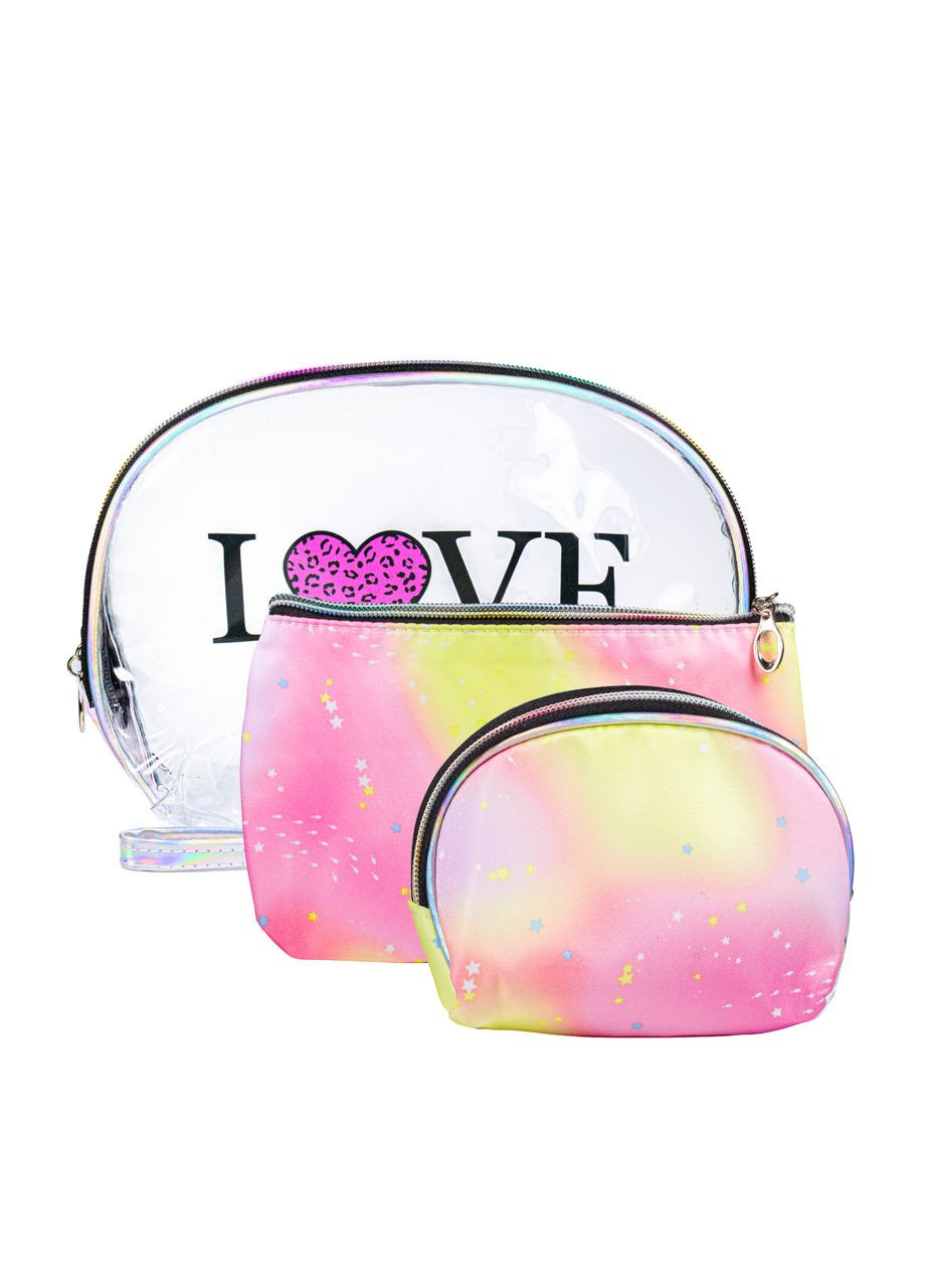 Набор косметичек для хранения аксессуаров и косметики из 3 штук Love, Фиолетовый No Brand (302723551)