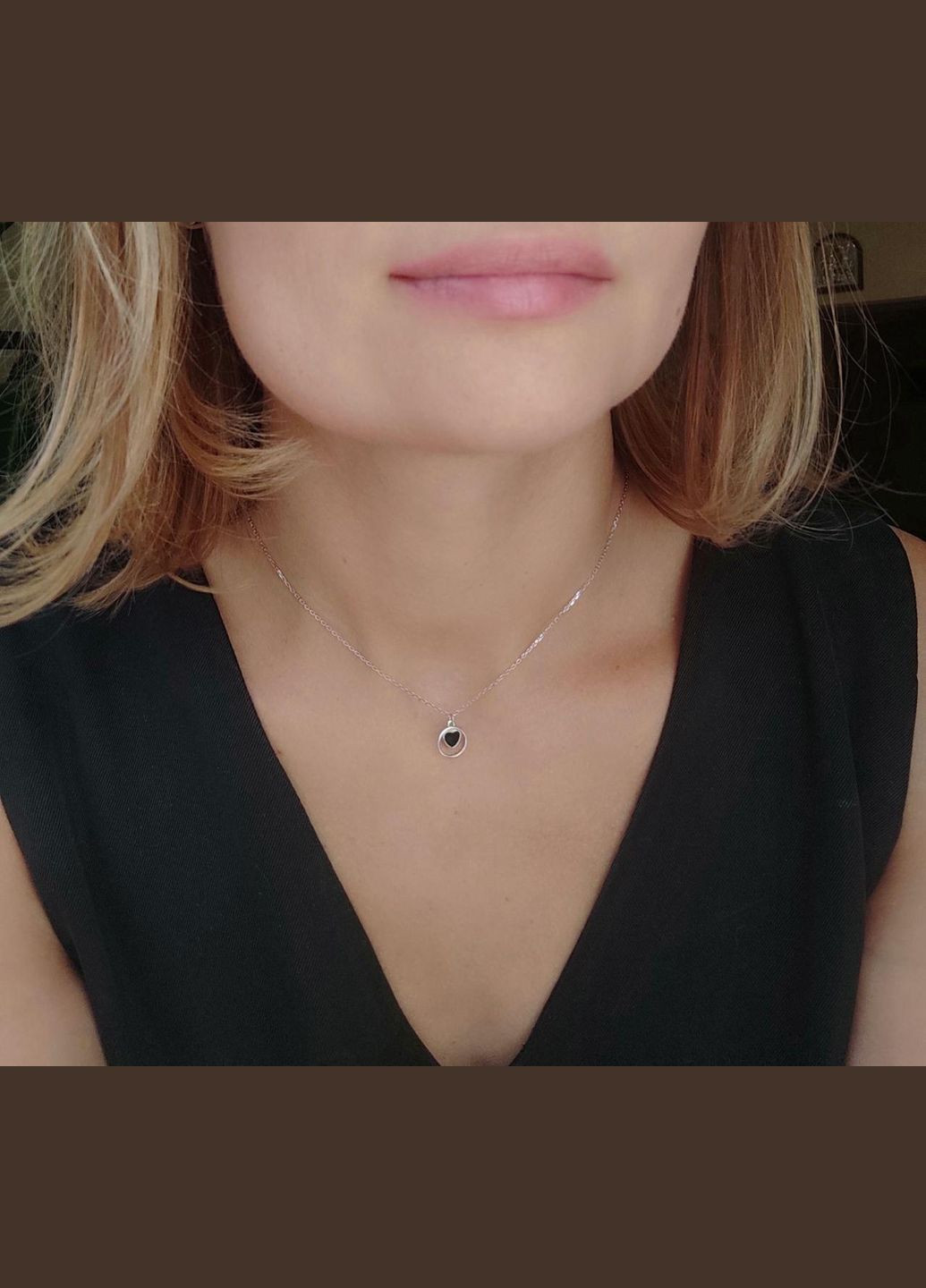 Комплект срібний Сердечка з чорною емаллю сережки кафи, браслет, кольє і каблучка No Brand (354710674)