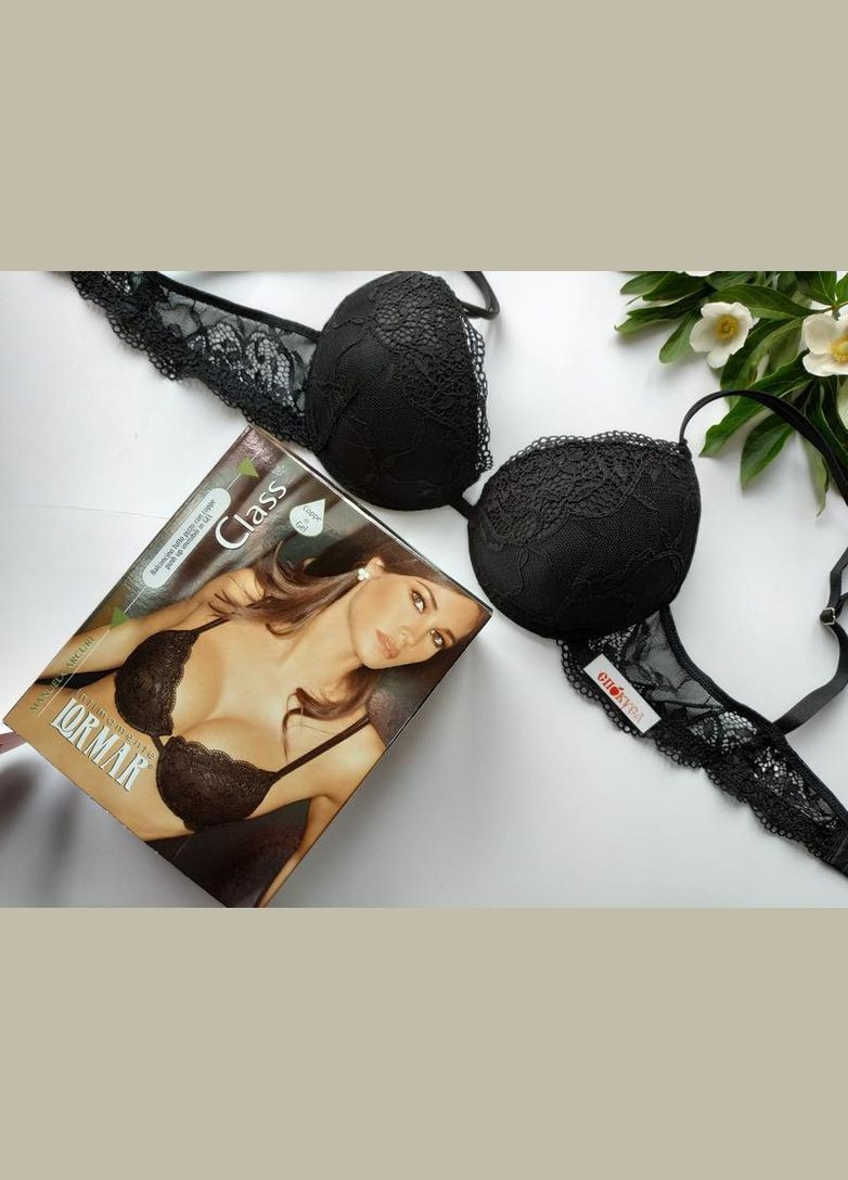Чорний бюстгальтер class білий Lormar поліамід