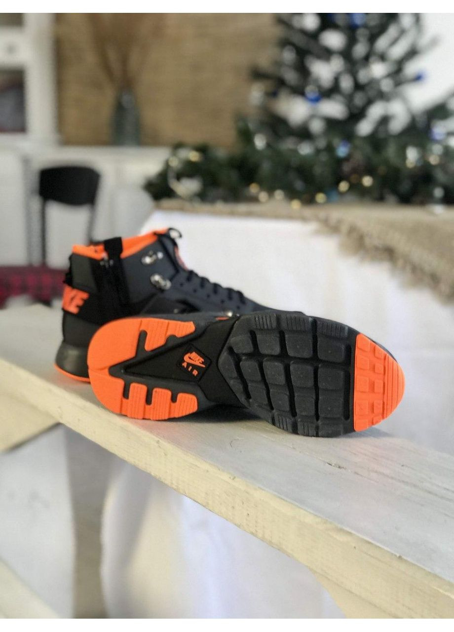Черные демисезонные кроссовки мужские nike air huarache black orange найк аир No Brand