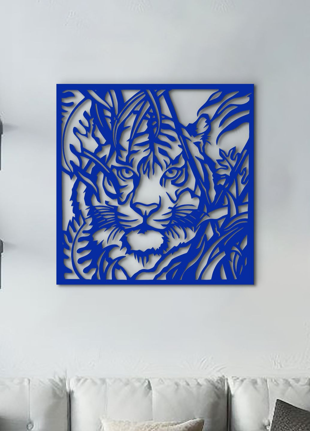 Деревянный декор для комнаты, современные картины для интерьера "Охота тигра", стиль лофт 20х20 см Woodyard (292113044)