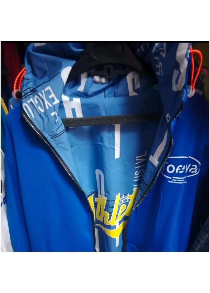 Синяя демисезонная подростковая двухсторонняя весенне-осенняя куртка для мальчика синяя с капюшоном Kids