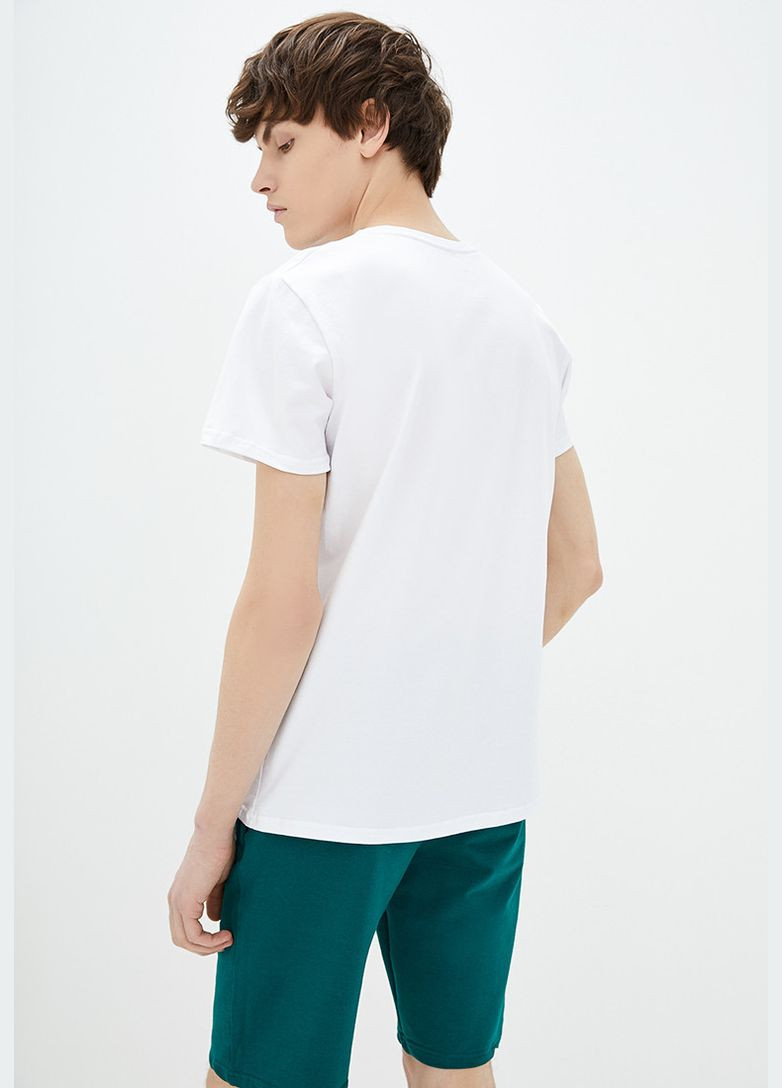 Біла чоловіча футболка прямого силуету з бавовною та еластаном (hb254457) HiBrand