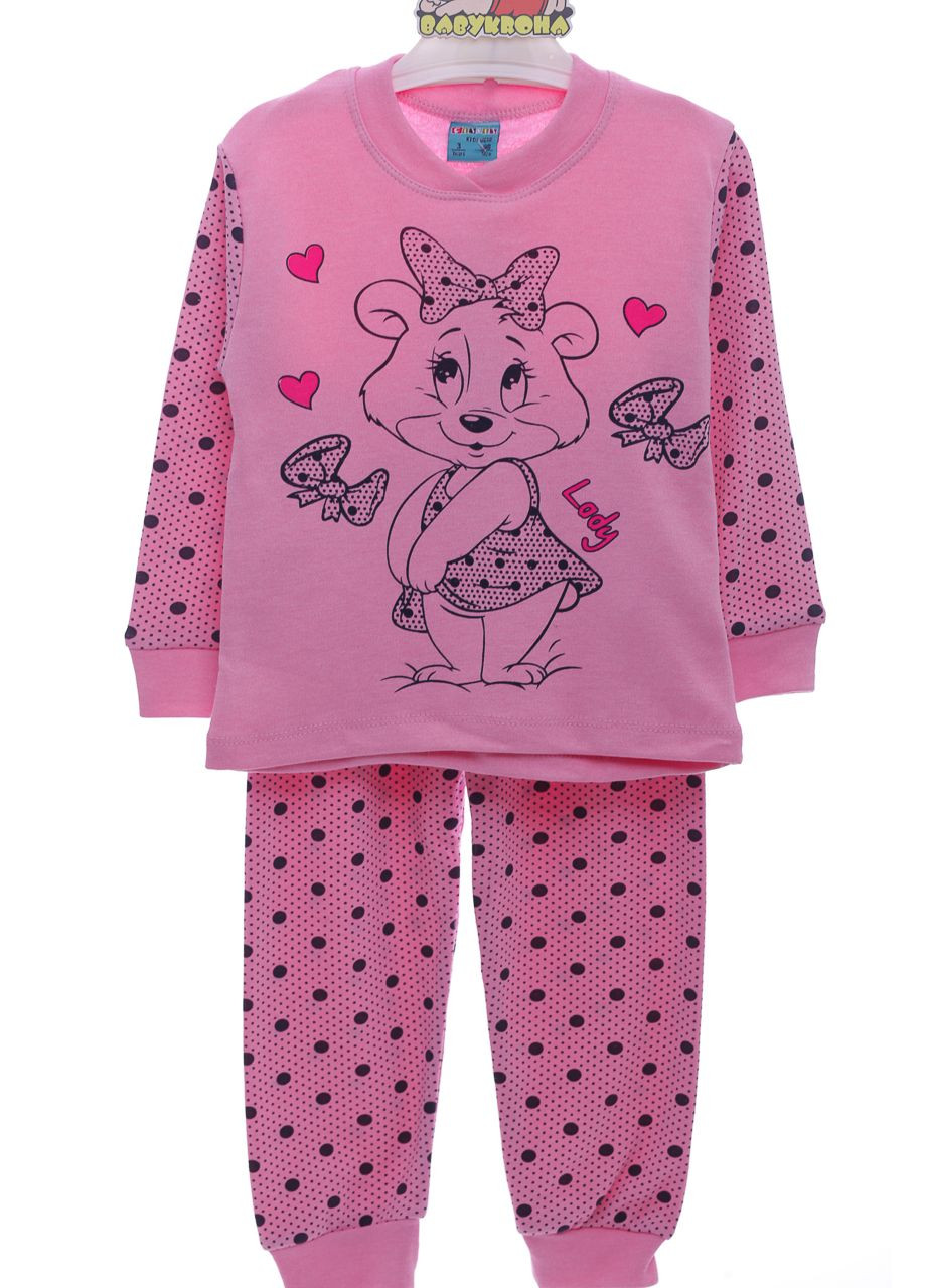 Рожева всесезон піжама для дівчинки з леді мішуткою рожева cit cit kids см (44270) BABYKROHA
