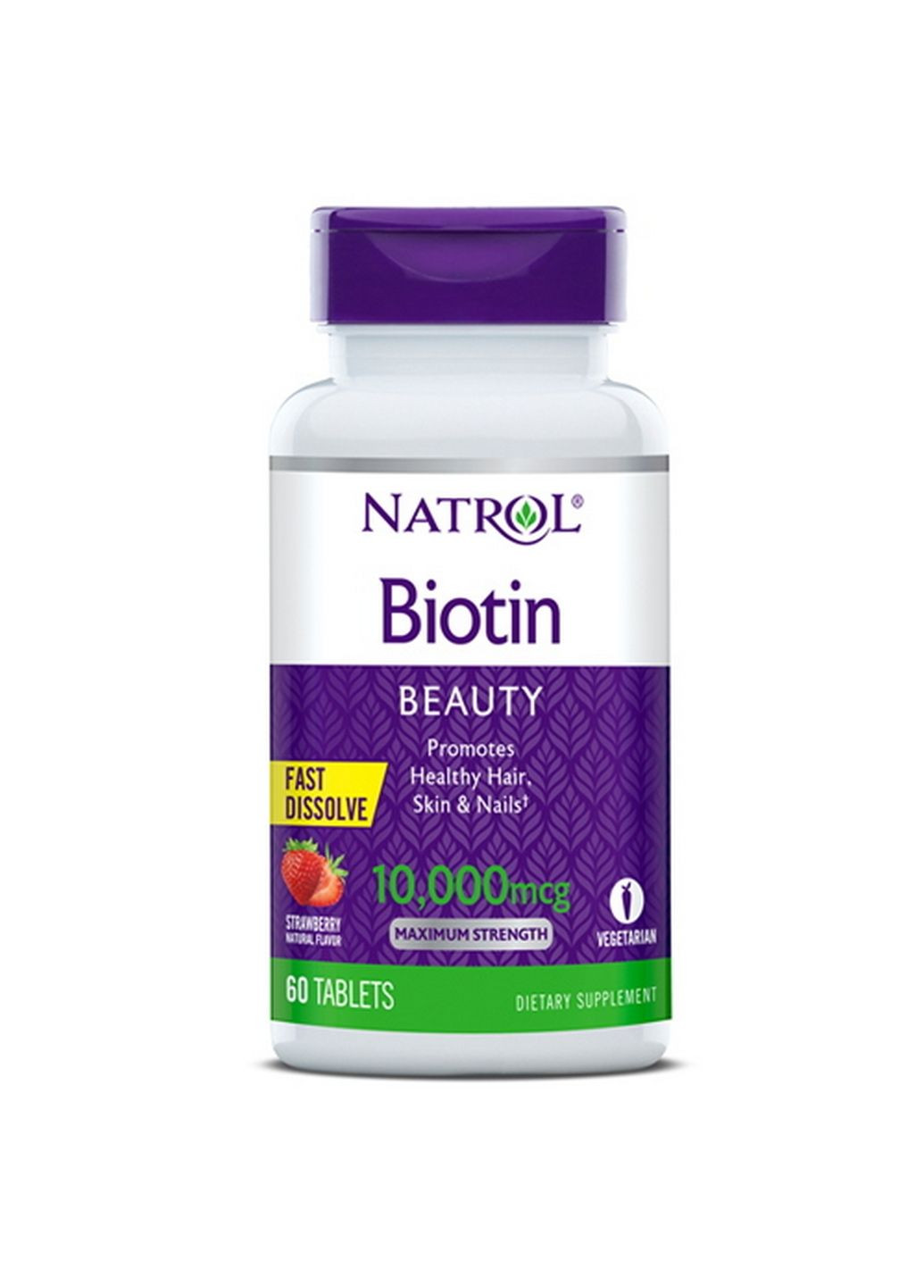 Витамины и минералы Biotin 10000 mcg, 60 таблеток - клубника Natrol (293419888)