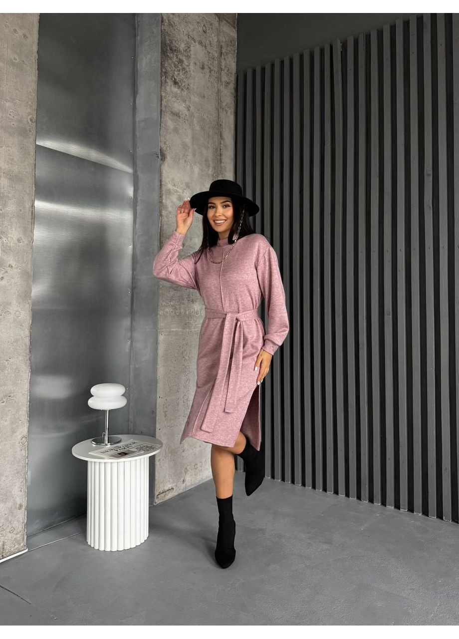 Пудровое повседневный, кэжуал платье No Brand однотонное