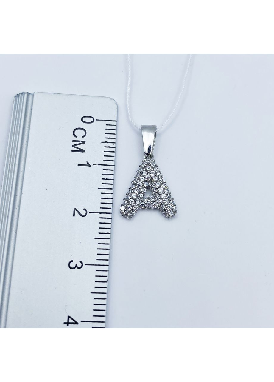 Кулон срібний з кубічним цирконієм "Буква А" 0,8 г No Brand (369736664)