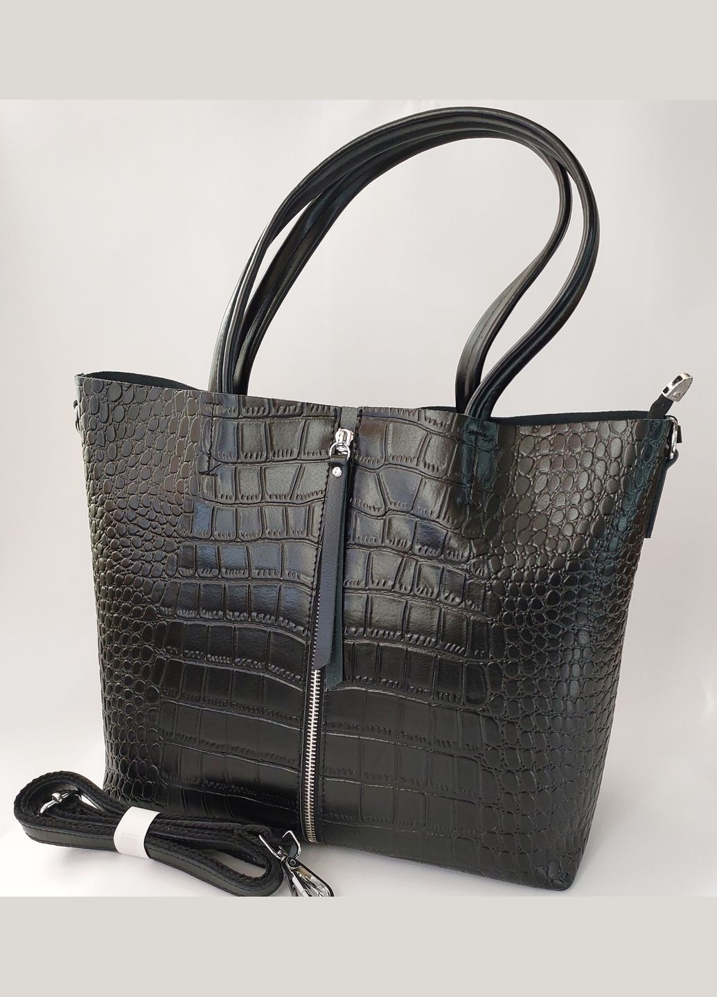 Сумка женская А4 классическая из натуральной кожи на два отделения с двумя ручками на плечо большая черная Karlos Marconi (339079329)